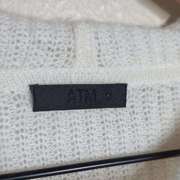 ATM Anthony Thomas Melillo 100% Cashmere Colorblock Hoodie Chalk Black XS - Picture 4 of 11